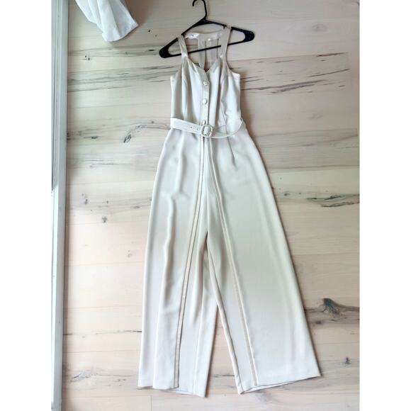 Vintage 90s Beige Nude Formal Jumpsuit Size 6 | Elegant Cocktail Evening - Picture 11 of 13